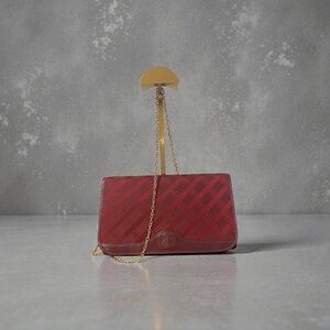 Vintage Balenciaga Red and Burgundy Monogram Chain Crossbody Bag